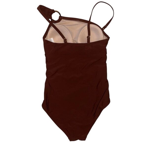 Kona Sol Asymmetric One Piece Brown swimsuit Size XS - Picture 7 of 12